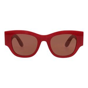 Alexander McQueen Womens Square/Rectangle Red Red Brown Fashion Designer Eyewear